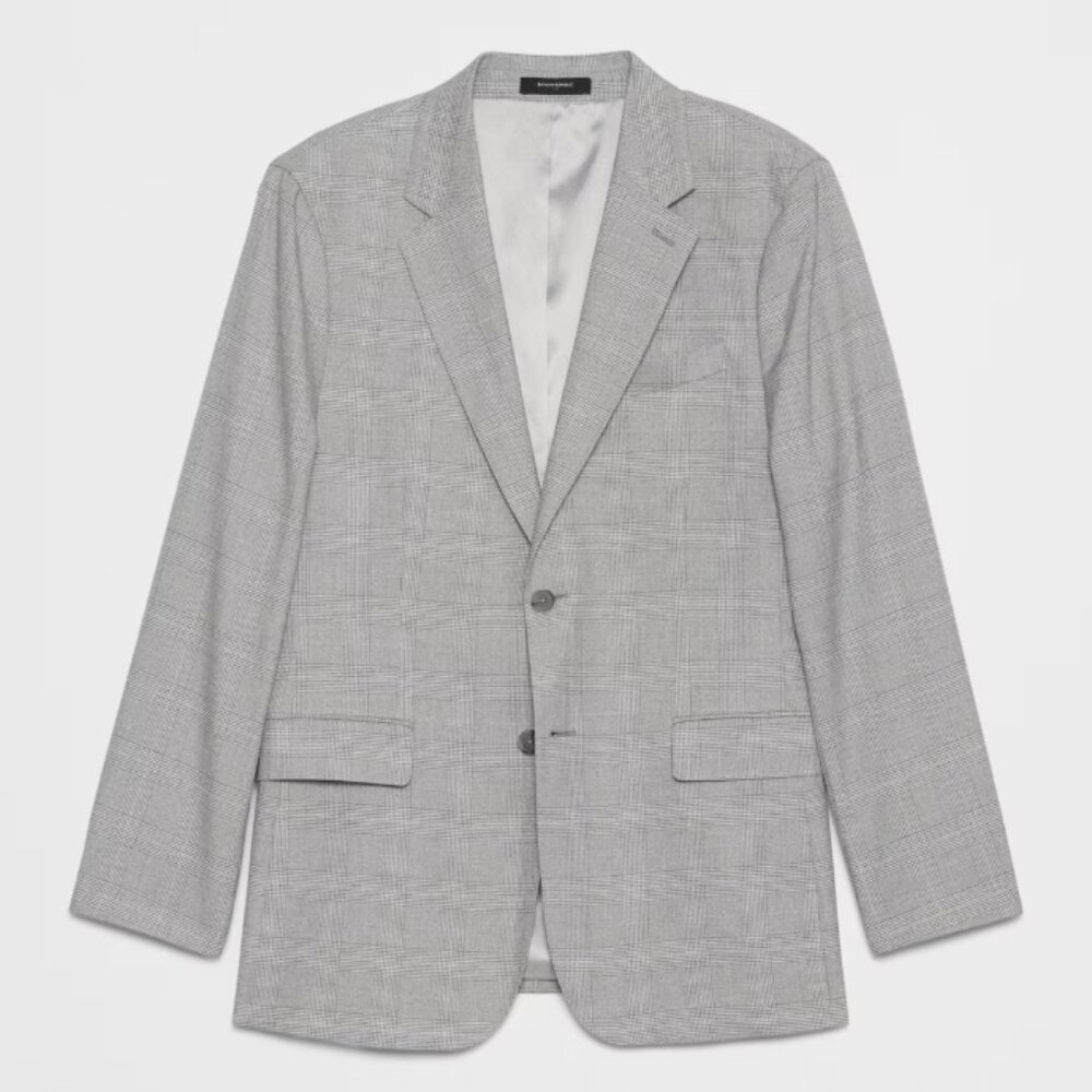 Banana Republic Men's Tailored-Fit Slim Fit Glen Plaid Suit Jacket, 40S, EUC